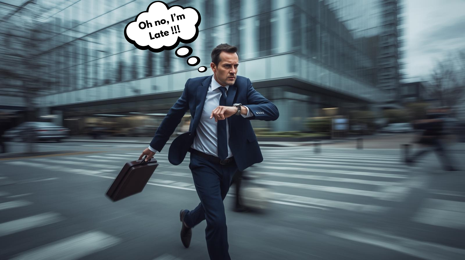 a man getting late for his office