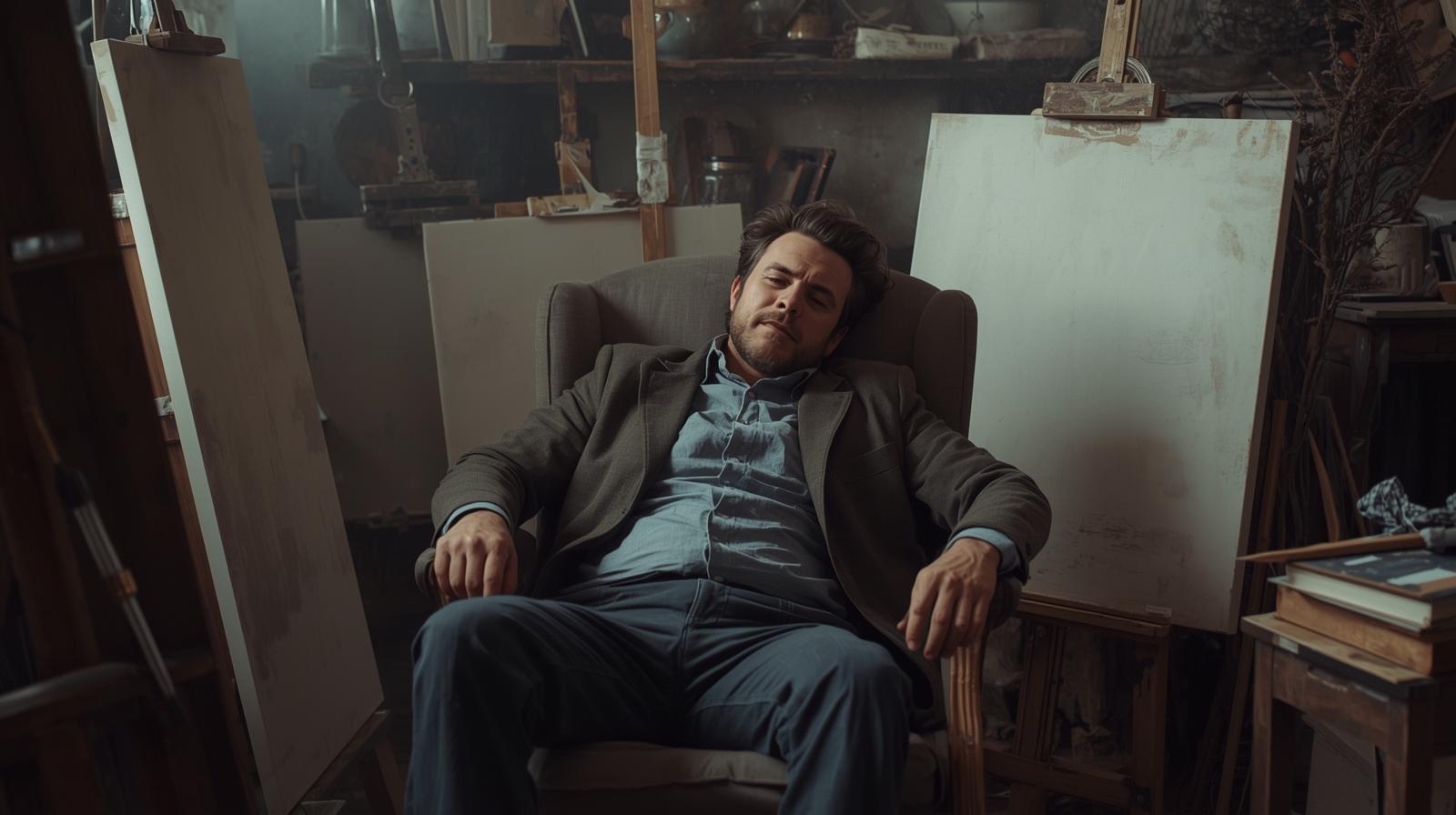 a man who has Reduced Creativity and Innovation