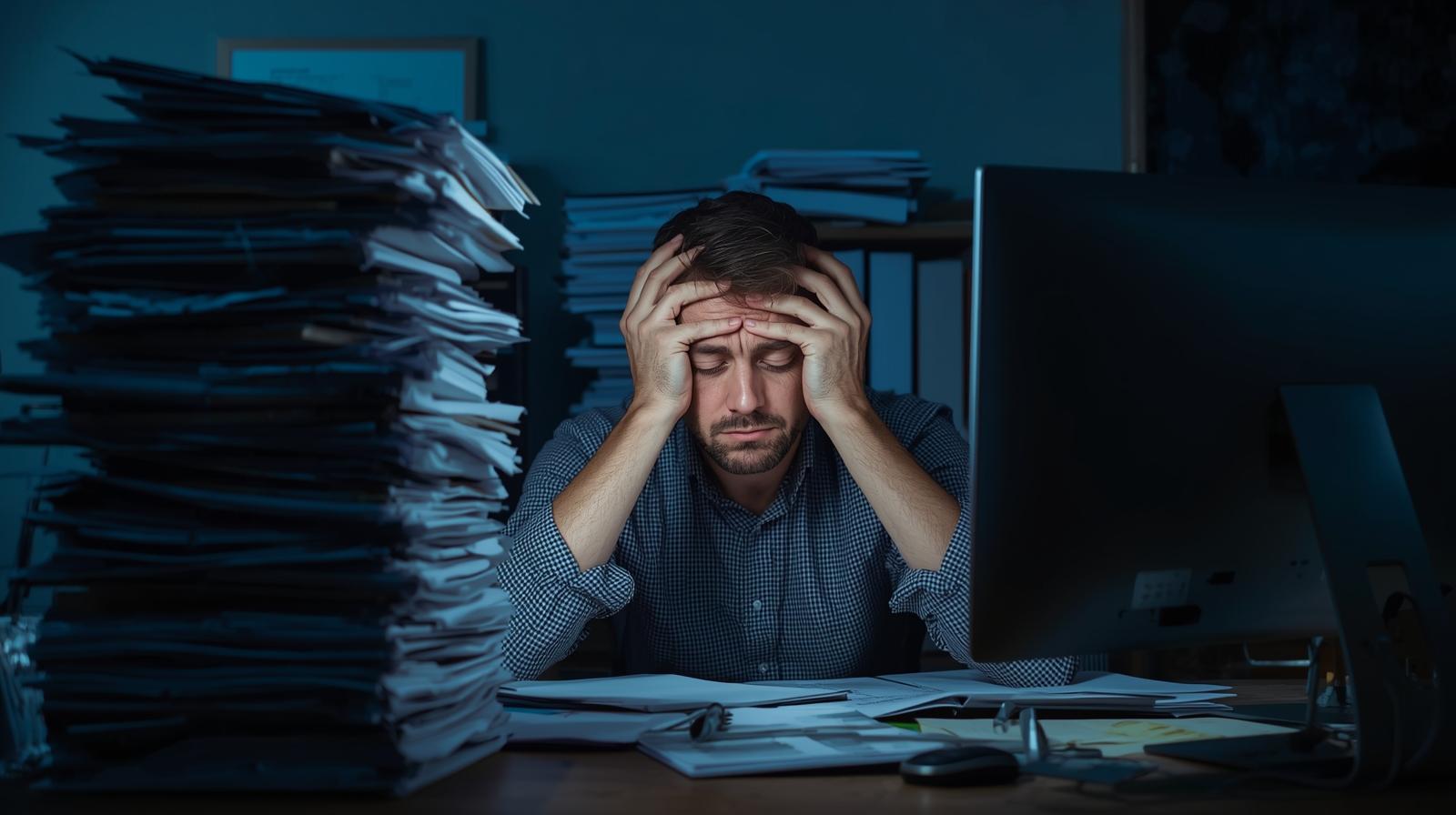 a man who has a Lack of Work-Life Balance