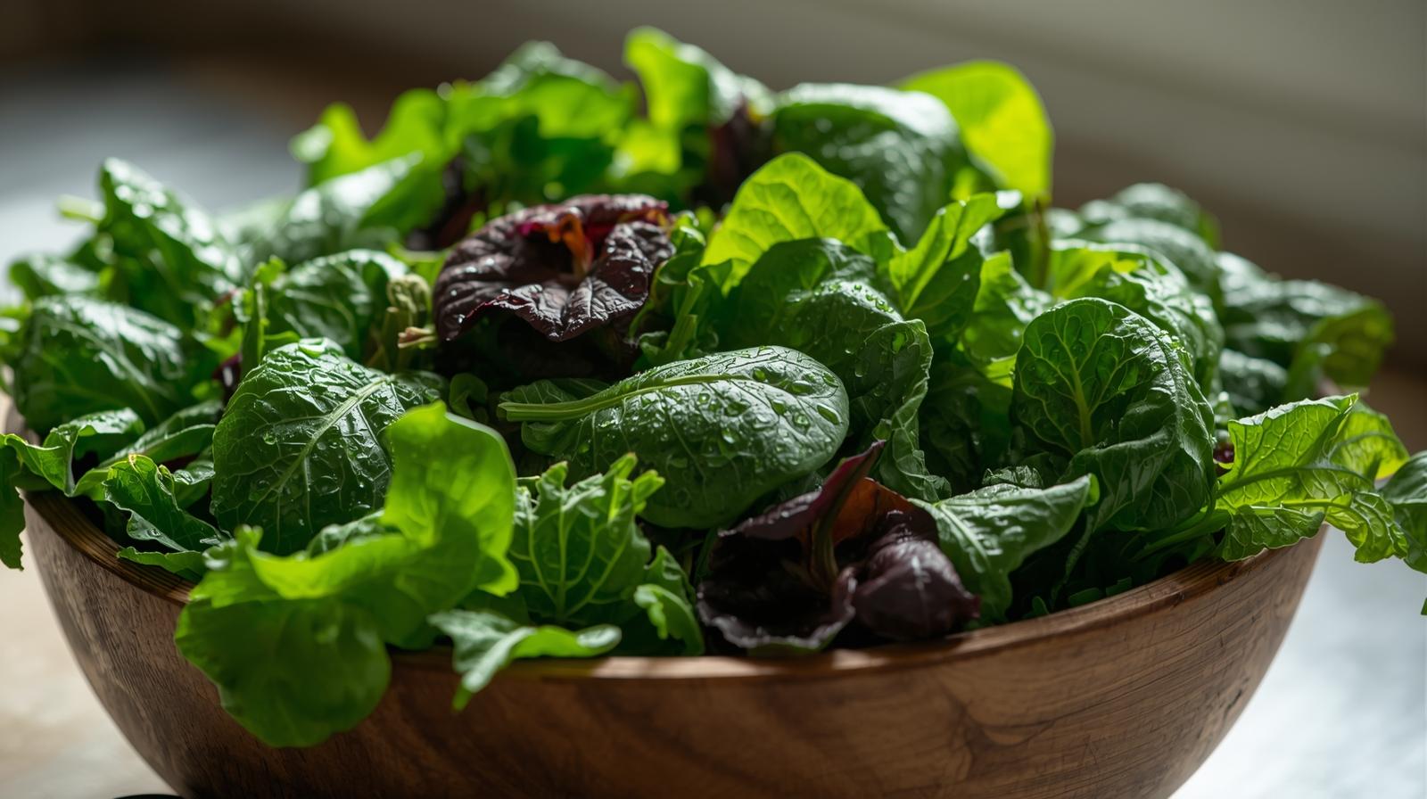 A bowl of green leafs