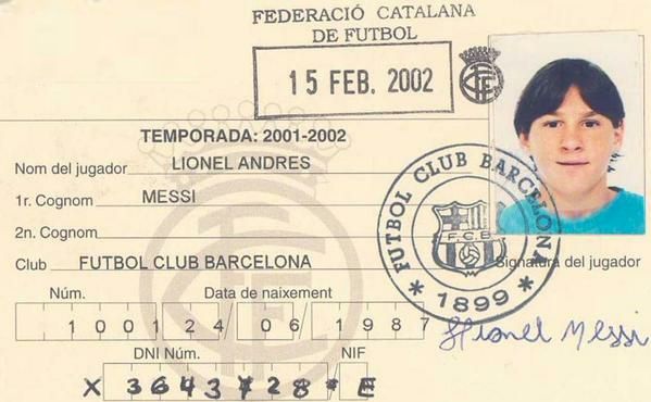 Lionel Messi's La masia ID Card