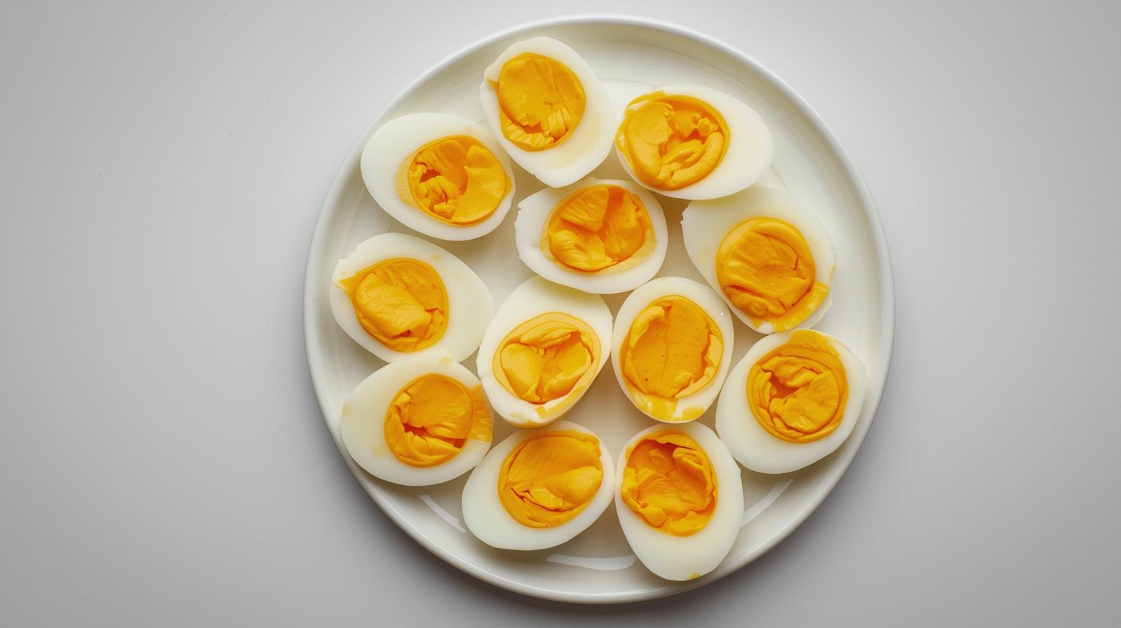 A plate full of Boiled eggs