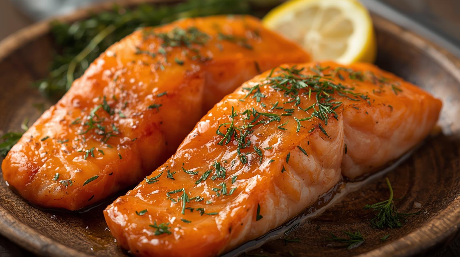 A plate full of two healthy salmon fish