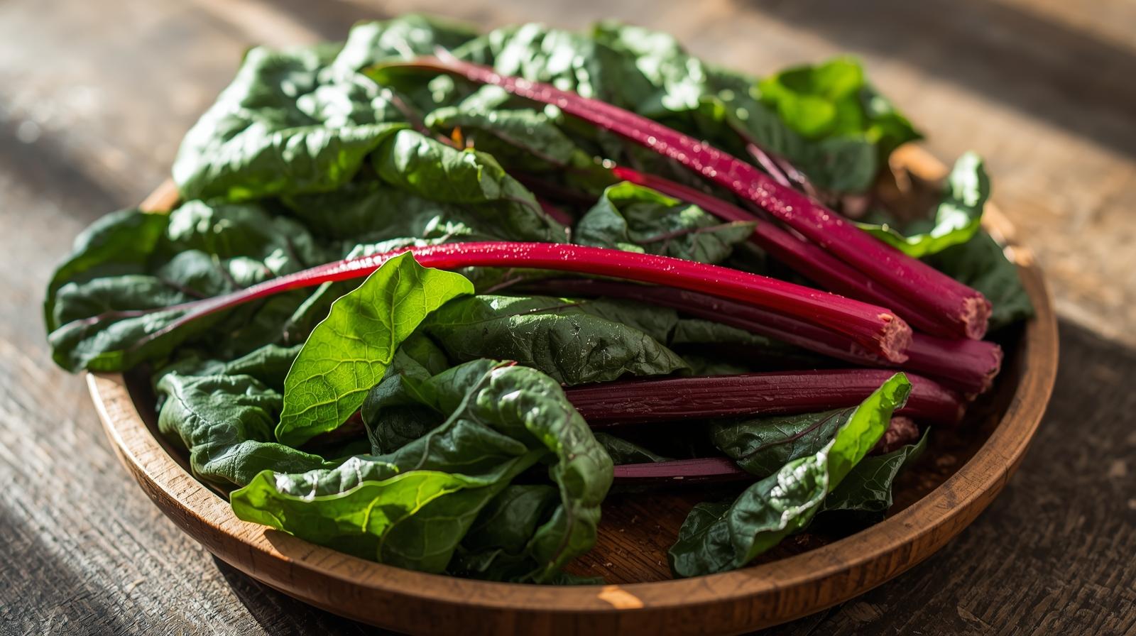 A plate with full of Swiss Chard